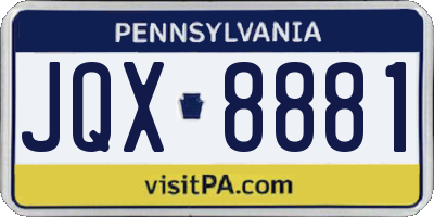 PA license plate JQX8881