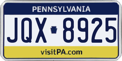 PA license plate JQX8925