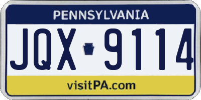 PA license plate JQX9114