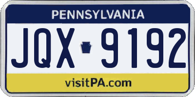PA license plate JQX9192