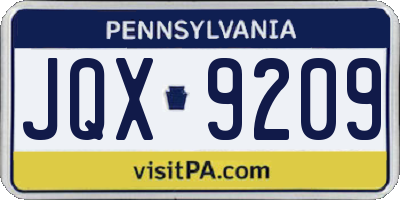 PA license plate JQX9209