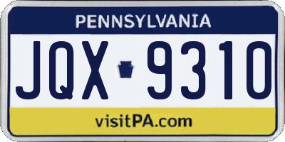 PA license plate JQX9310