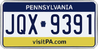 PA license plate JQX9391