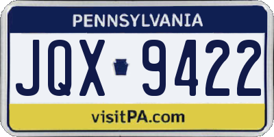 PA license plate JQX9422