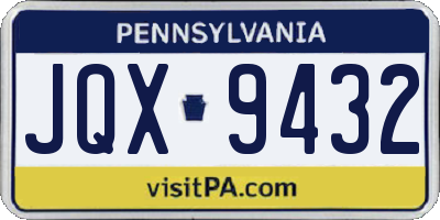 PA license plate JQX9432