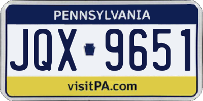 PA license plate JQX9651