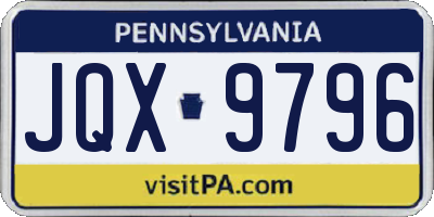 PA license plate JQX9796