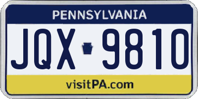 PA license plate JQX9810