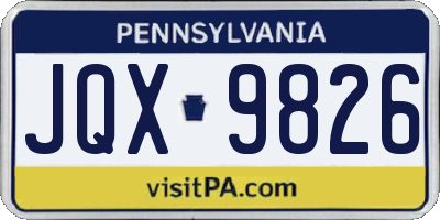 PA license plate JQX9826
