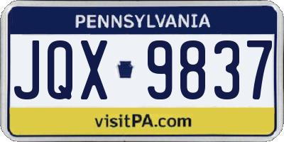 PA license plate JQX9837