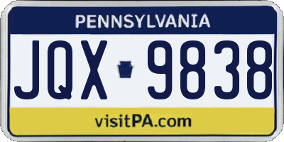 PA license plate JQX9838