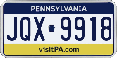 PA license plate JQX9918