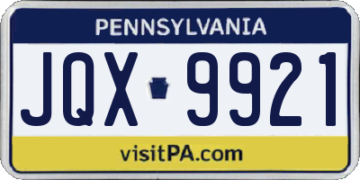 PA license plate JQX9921