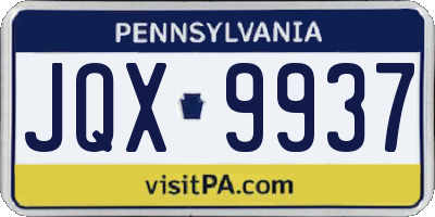 PA license plate JQX9937