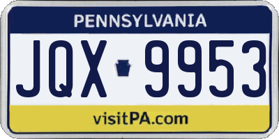 PA license plate JQX9953