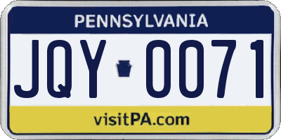 PA license plate JQY0071