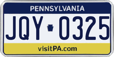 PA license plate JQY0325