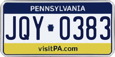 PA license plate JQY0383