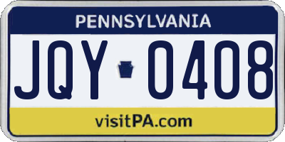 PA license plate JQY0408