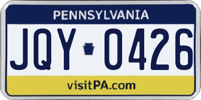PA license plate JQY0426