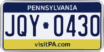 PA license plate JQY0430