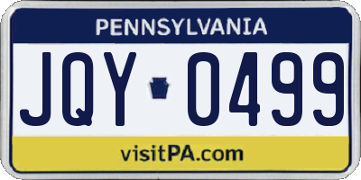 PA license plate JQY0499