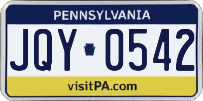 PA license plate JQY0542