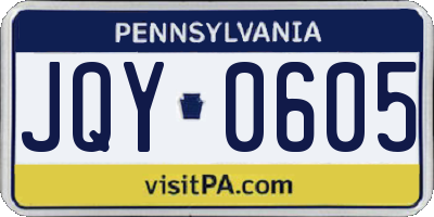 PA license plate JQY0605