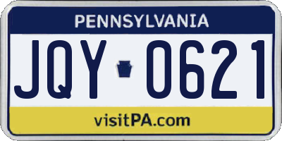 PA license plate JQY0621