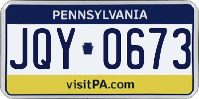 PA license plate JQY0673