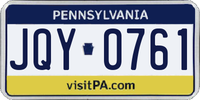 PA license plate JQY0761