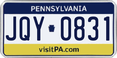 PA license plate JQY0831