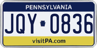PA license plate JQY0836