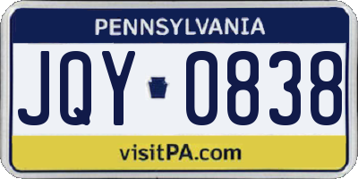 PA license plate JQY0838