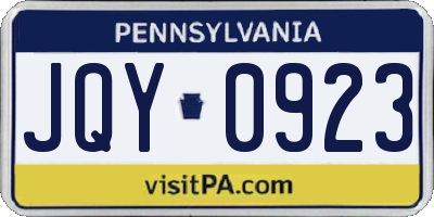 PA license plate JQY0923