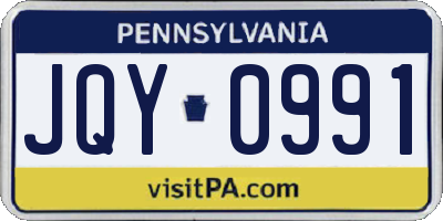 PA license plate JQY0991