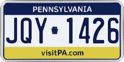 PA license plate JQY1426