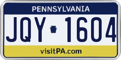 PA license plate JQY1604