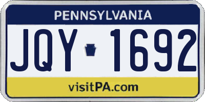 PA license plate JQY1692
