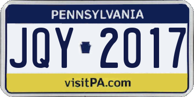 PA license plate JQY2017
