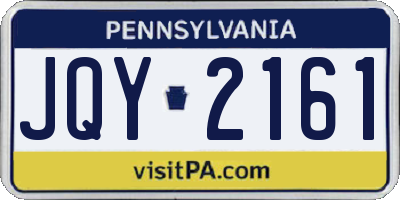 PA license plate JQY2161