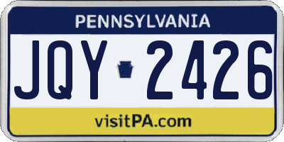 PA license plate JQY2426