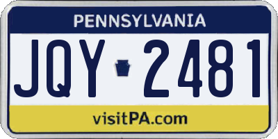 PA license plate JQY2481