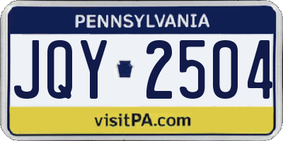 PA license plate JQY2504