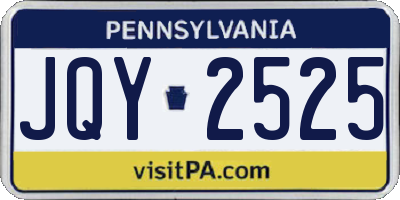 PA license plate JQY2525