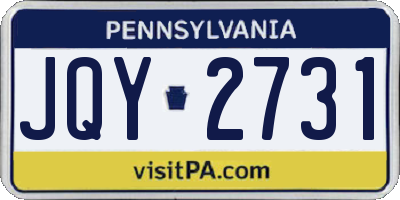 PA license plate JQY2731