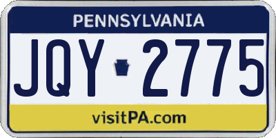 PA license plate JQY2775
