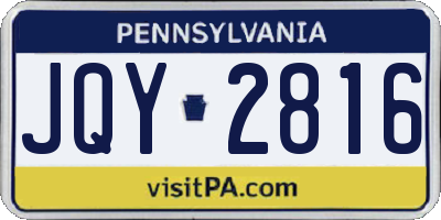 PA license plate JQY2816