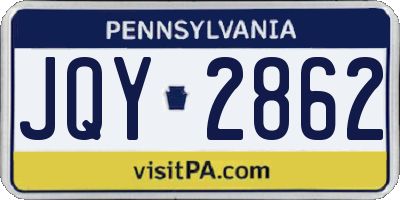 PA license plate JQY2862