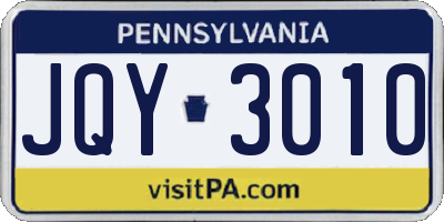 PA license plate JQY3010